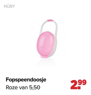 Aanbiedingen Fopspeendoosje roze - Nuby - Geldig van 22/03/2021 tot 17/04/2021 bij Baby-Dump