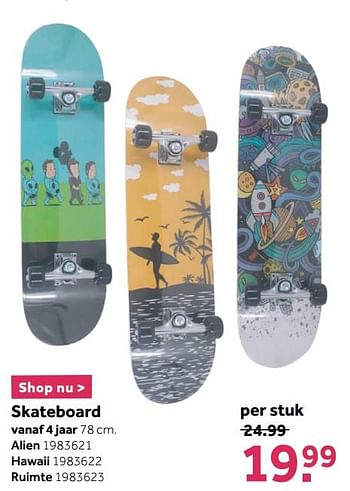 Aanbiedingen Skateboard alien - Huismerk - Intertoys - Geldig van 29/03/2021 tot 30/04/2021 bij Intertoys