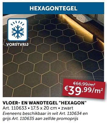 Aanbiedingen Vloer- en wandtegel hexagon - Geldig van 06/04/2021 tot 03/05/2021 bij Zelfbouwmarkt