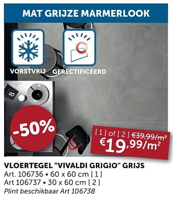 Aanbiedingen Vloertegel vivaldi grigio grijs - Geldig van 06/04/2021 tot 03/05/2021 bij Zelfbouwmarkt