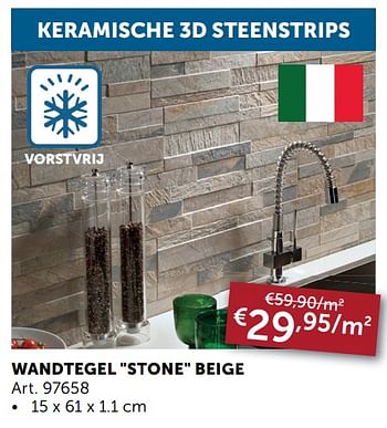 Aanbiedingen Wandtegel stone beige - Geldig van 06/04/2021 tot 03/05/2021 bij Zelfbouwmarkt