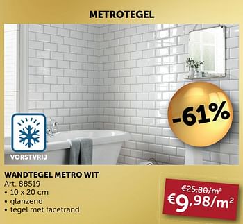 Aanbiedingen Wandtegel metro wit - Geldig van 06/04/2021 tot 03/05/2021 bij Zelfbouwmarkt