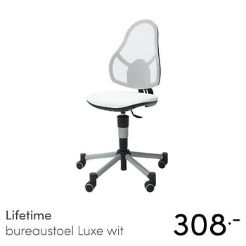 Aanbiedingen Lifetime bureaustoel luxe wit - Lifetime - Geldig van 04/04/2021 tot 10/04/2021 bij Baby & Tiener Megastore
