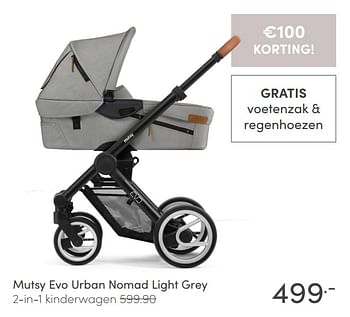 Aanbiedingen Mutsy evo urban nomad light grey 2-in-1 kinderwagen - Mutsy - Geldig van 04/04/2021 tot 10/04/2021 bij Baby & Tiener Megastore