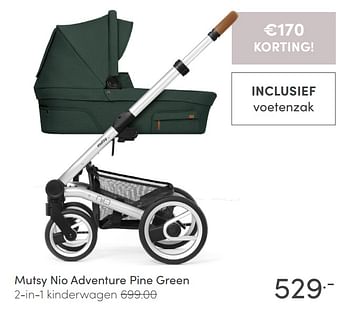Aanbiedingen Mutsy nio adventure pine green 2-in-1 kinderwagen - Mutsy - Geldig van 04/04/2021 tot 10/04/2021 bij Baby & Tiener Megastore