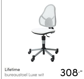 Aanbiedingen Lifetime bureaustoel luxe wit - Lifetime - Geldig van 11/04/2021 tot 17/04/2021 bij Baby & Tiener Megastore
