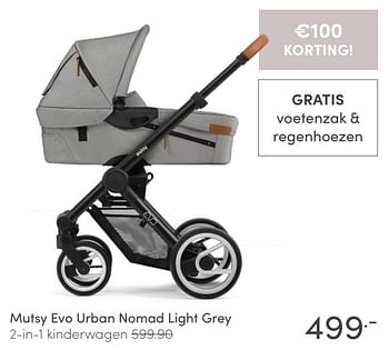 Aanbiedingen Mutsy evo urban nomad light grey 2-in-1 kinderwagen - Mutsy - Geldig van 11/04/2021 tot 17/04/2021 bij Baby & Tiener Megastore