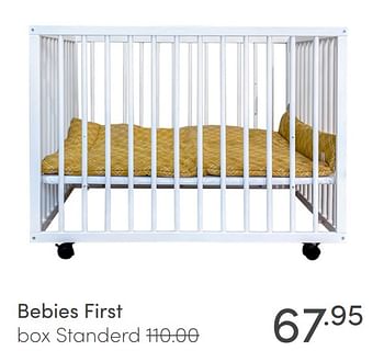 Aanbiedingen Bebies first box standerd - bebiesfirst - Geldig van 11/04/2021 tot 17/04/2021 bij Baby & Tiener Megastore