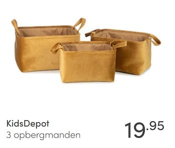 Aanbiedingen Kidsdepot 3 opbergmanden - KidsDepot  - Geldig van 18/04/2021 tot 24/04/2021 bij Baby & Tiener Megastore