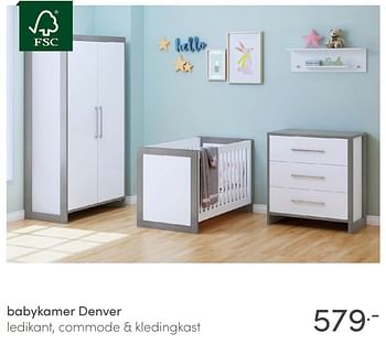 Aanbiedingen Babykamer denver - Huismerk - Baby &amp; Tiener Megastore - Geldig van 18/04/2021 tot 24/04/2021 bij Baby & Tiener Megastore