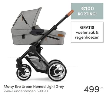 Aanbiedingen Mutsy evo urban nomad light grey 2-in-1 kinderwagen - Mutsy - Geldig van 18/04/2021 tot 24/04/2021 bij Baby & Tiener Megastore