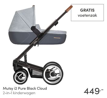 Aanbiedingen Mutsy i2 pure black cloud 2-in-1 kinderwagen - Mutsy - Geldig van 18/04/2021 tot 24/04/2021 bij Baby & Tiener Megastore