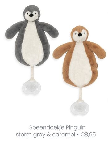 Aanbiedingen Speendoekje pinguin storm grey + caramel - Jollein - Geldig van 18/04/2021 tot 24/04/2021 bij Baby & Tiener Megastore