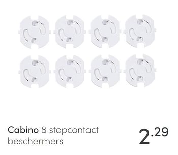Aanbiedingen Cabino 8 stopcontact beschermers - Cabino - Geldig van 18/04/2021 tot 24/04/2021 bij Baby & Tiener Megastore