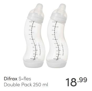 Aanbiedingen Difrax s-fles double pack - Difrax - Geldig van 18/04/2021 tot 24/04/2021 bij Baby & Tiener Megastore