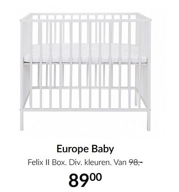 Aanbiedingen Europe baby felix ii box - Europe baby - Geldig van 13/04/2021 tot 17/05/2021 bij Babypark