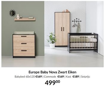 Aanbiedingen Europe baby nova zwart eiken - Europe baby - Geldig van 13/04/2021 tot 17/05/2021 bij Babypark