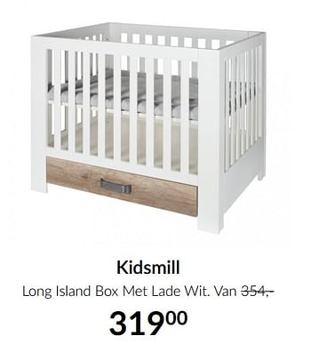 Aanbiedingen Kidsmill long island box met lade wit - Kidsmill - Geldig van 13/04/2021 tot 17/05/2021 bij Babypark