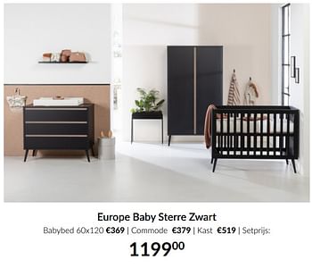 Aanbiedingen Europe baby sterre zwart - Europe baby - Geldig van 13/04/2021 tot 17/05/2021 bij Babypark