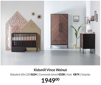 Aanbiedingen Kidsmill vince walnut - Kidsmill - Geldig van 13/04/2021 tot 17/05/2021 bij Babypark