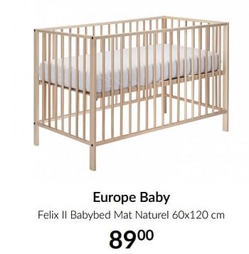 Aanbiedingen Europe baby felix ii babybed mat naturel - Europe baby - Geldig van 13/04/2021 tot 17/05/2021 bij Babypark