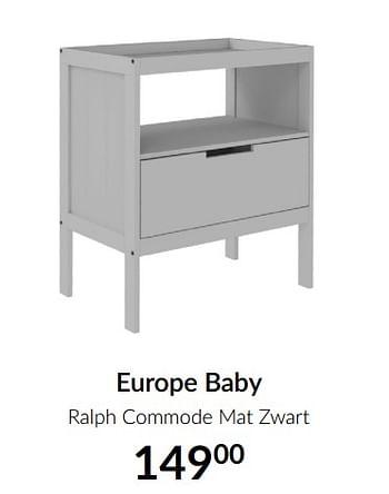 Aanbiedingen Europe baby ralph commode mat zwart - Europe baby - Geldig van 13/04/2021 tot 17/05/2021 bij Babypark