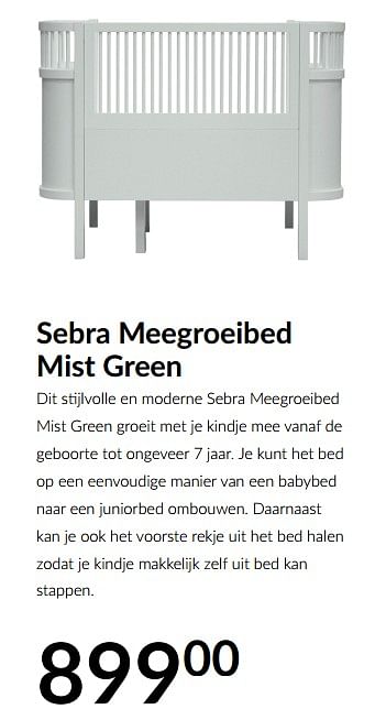 Aanbiedingen Sebra meegroeibed mist green - Sebra - Geldig van 13/04/2021 tot 17/05/2021 bij Babypark