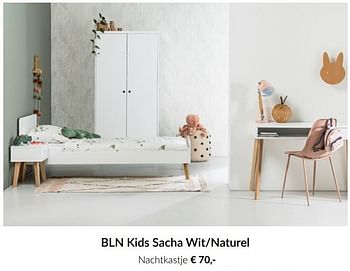 Aanbiedingen Bln kids sacha wit-naturel nachtkastje - BLN Kids - Geldig van 13/04/2021 tot 17/05/2021 bij Babypark
