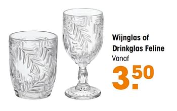 Aanbiedingen Wijnglas of drinkglas feline - Huismerk - Kwantum - Geldig van 26/04/2021 tot 09/05/2021 bij Kwantum