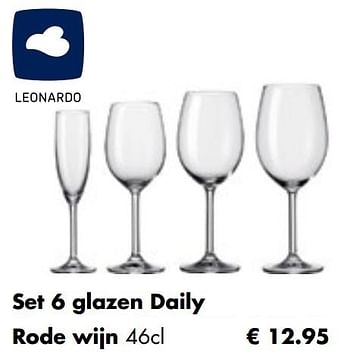 Aanbiedingen Set 6 glazen daily rode wijn - Leonardo - Geldig van 26/04/2021 tot 24/05/2021 bij Multi Bazar