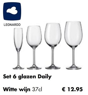 Aanbiedingen Set 6 glazen daily witte wijn - Leonardo - Geldig van 26/04/2021 tot 24/05/2021 bij Multi Bazar