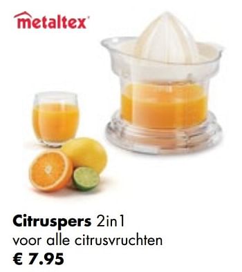 Aanbiedingen Citruspers 2in1 voor alle citrusvruchten - Metaltex - Geldig van 26/04/2021 tot 24/05/2021 bij Multi Bazar