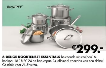 Aanbiedingen 6-delige kooktenset essentials - BergHoff - Geldig van 26/04/2021 tot 24/05/2021 bij Multi Bazar