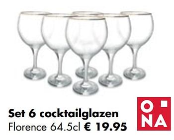 Aanbiedingen Set 6 cocktailglazen florence - Ona - Geldig van 26/04/2021 tot 24/05/2021 bij Multi Bazar