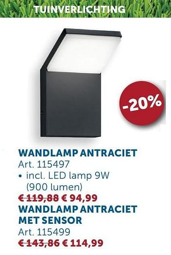Aanbiedingen Wandlamp antraciet - Geldig van 27/04/2021 tot 24/05/2021 bij Zelfbouwmarkt