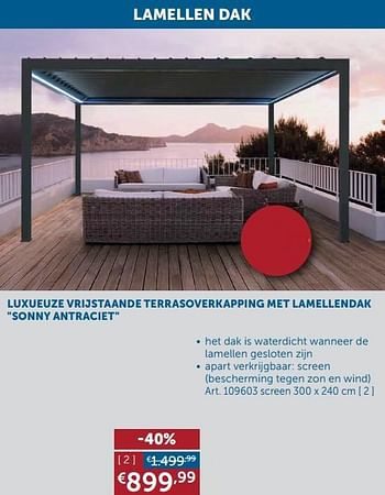 Aanbiedingen Lamellen dak screen (bescherming tegen zon en wind - Geldig van 27/04/2021 tot 24/05/2021 bij Zelfbouwmarkt