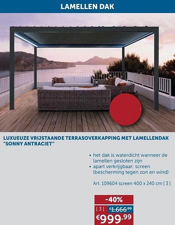 Aanbiedingen Lamellen dak screen (bescherming tegen zon en wind) - Geldig van 27/04/2021 tot 24/05/2021 bij Zelfbouwmarkt
