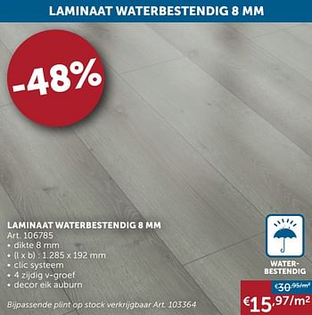 Aanbiedingen Laminaat waterbestendig 8 mm - Geldig van 27/04/2021 tot 24/05/2021 bij Zelfbouwmarkt