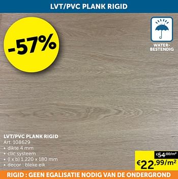 Aanbiedingen Lvt-pvc plank rigid - Geldig van 27/04/2021 tot 24/05/2021 bij Zelfbouwmarkt