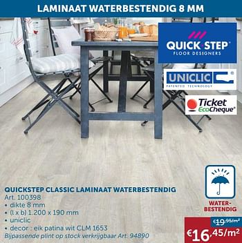 Aanbiedingen Quickstep classic laminaat waterbestendig - QuickStep - Geldig van 27/04/2021 tot 24/05/2021 bij Zelfbouwmarkt