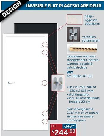 Aanbiedingen Invisible flat plaatsklare deur wit - Geldig van 27/04/2021 tot 24/05/2021 bij Zelfbouwmarkt