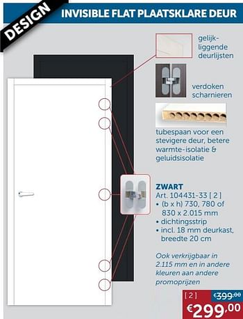 Aanbiedingen Invisible flat plaatsklare deur zwart - Geldig van 27/04/2021 tot 24/05/2021 bij Zelfbouwmarkt