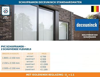 Aanbiedingen Pvc schuiframen - 2 schuivende vleugels - Deceuninck - Geldig van 27/04/2021 tot 24/05/2021 bij Zelfbouwmarkt