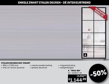 Aanbiedingen Stalen deuren mat zwart trixi 8w - Geldig van 27/04/2021 tot 24/05/2021 bij Zelfbouwmarkt