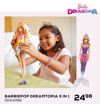 Aanbiedingen Barbiepop dreamtopia 3 in 1 - Mattel - Geldig van 20/04/2021 tot 25/05/2021 bij Supra Bazar