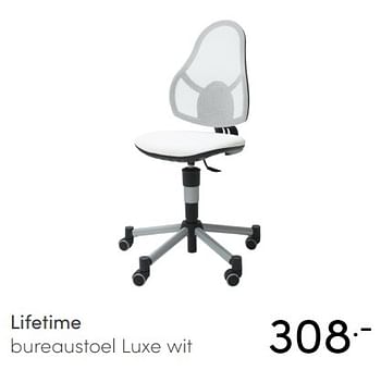Aanbiedingen Lifetime bureaustoel luxe wit - Lifetime - Geldig van 25/04/2021 tot 01/05/2021 bij Baby & Tiener Megastore