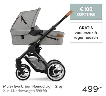 Aanbiedingen Mutsy evo urban nomad light grey 2-in-1 kinderwagen - Mutsy - Geldig van 25/04/2021 tot 01/05/2021 bij Baby & Tiener Megastore