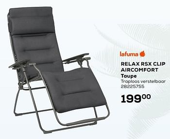 Aanbiedingen Relax rsx clip aircomfort taupe - Lafuma - Geldig van 20/04/2021 tot 25/05/2021 bij Supra Bazar