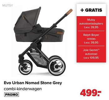 Aanbiedingen Evo urban nomad stone grey combi-kinderwagen - Mutsy - Geldig van 19/04/2021 tot 15/05/2021 bij Baby-Dump