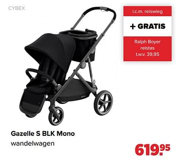Aanbiedingen Gazelle s blk mono wandelwagen - Cybex - Geldig van 19/04/2021 tot 15/05/2021 bij Baby-Dump
